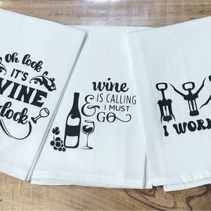 3 Piece Set Flour Sack Towels Kitchen Wine Enthusiast Kitchen Bar 28”x 28”